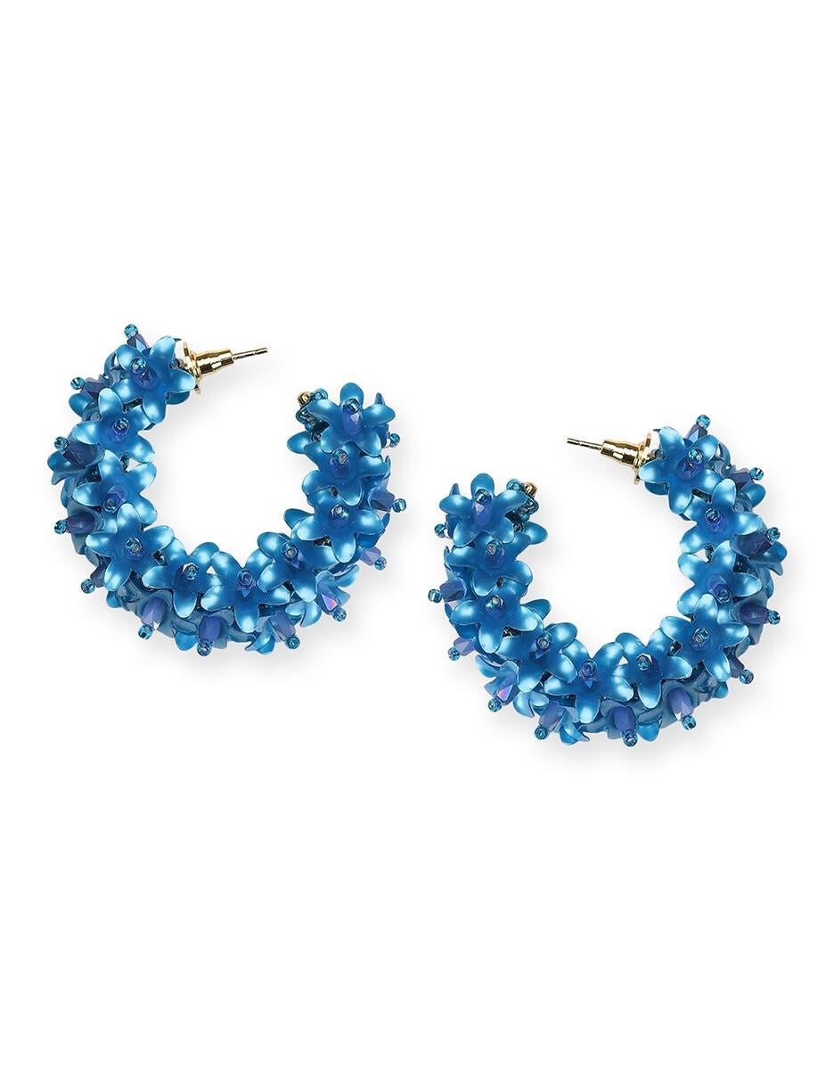 FLOWER HOOPS EARRINGS TURQUOISE