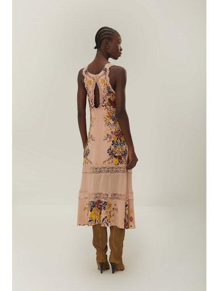 BEAUTY BOUQUET PINK SLEEVELESS MAXI DRESS