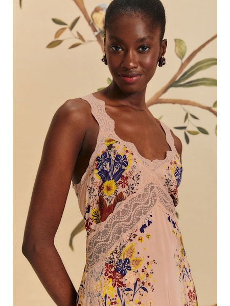 BEAUTY BOUQUET PINK SLEEVELESS MAXI DRESS