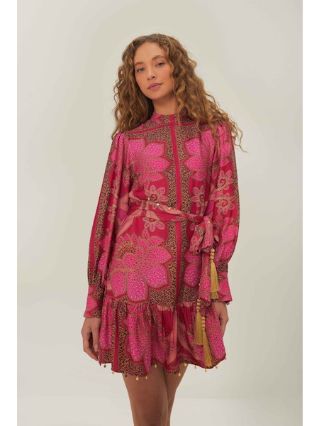 FLORAL GLAM SCARF PINK MINI DRESS