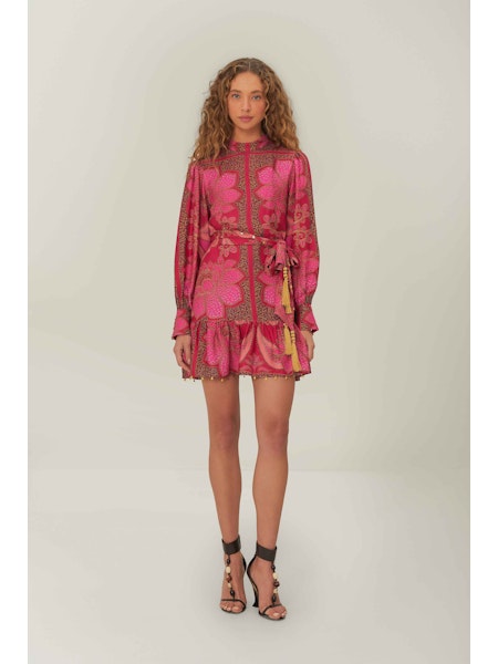 FLORAL GLAM SCARF PINK MINI DRESS