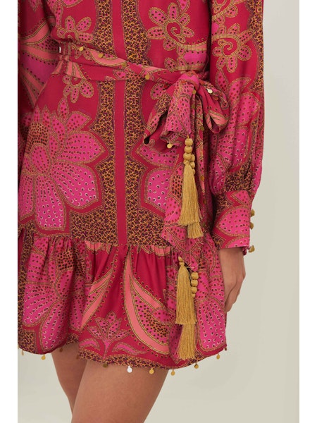 FLORAL GLAM SCARF PINK MINI DRESS