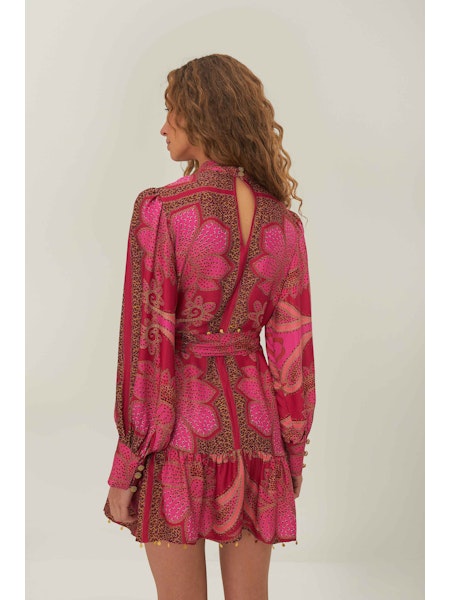 FLORAL GLAM SCARF PINK MINI DRESS
