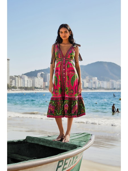 ANA TAPESTRY PINK MIDI DRESS