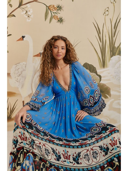 AINKA TILES BLUE MAXI DRESS