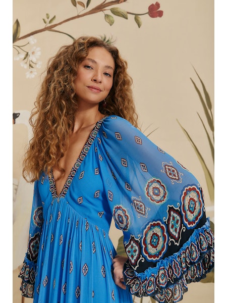 AINKA TILES BLUE MAXI DRESS