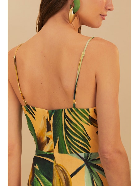 BANANART YELLOW FLOWERED BUST MIDI DRESS