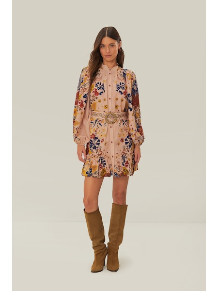 BEAUTY BOUQUET PINK PUFF SLEEVE MINI DRESS