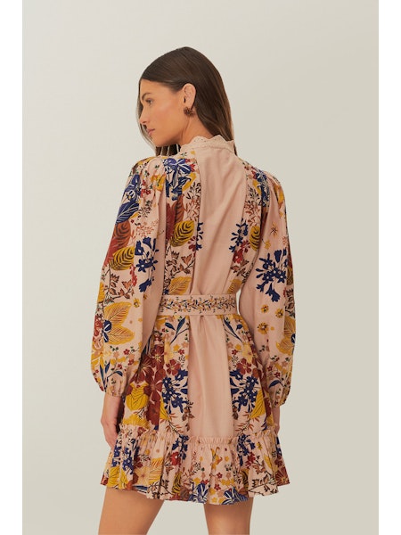 BEAUTY BOUQUET PINK PUFF SLEEVE MINI DRESS