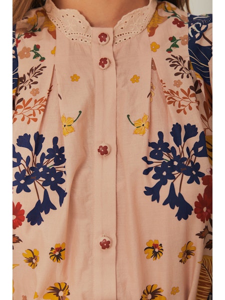 BEAUTY BOUQUET PINK PUFF SLEEVE MINI DRESS