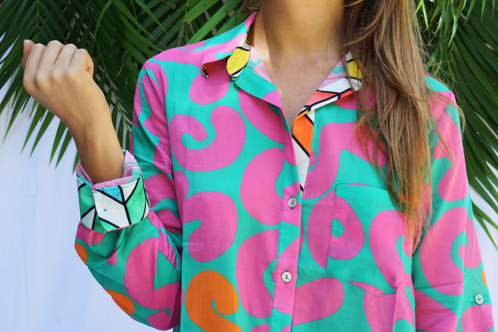 KAREL LONG SHIRTNEFES PRINT PINK