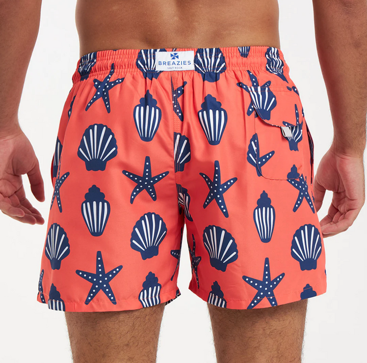 Men Swim Shorts Shells Orange