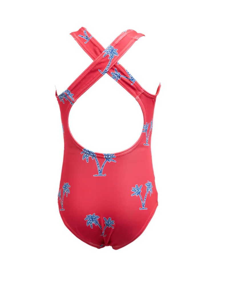Girls One piece Palms Coral