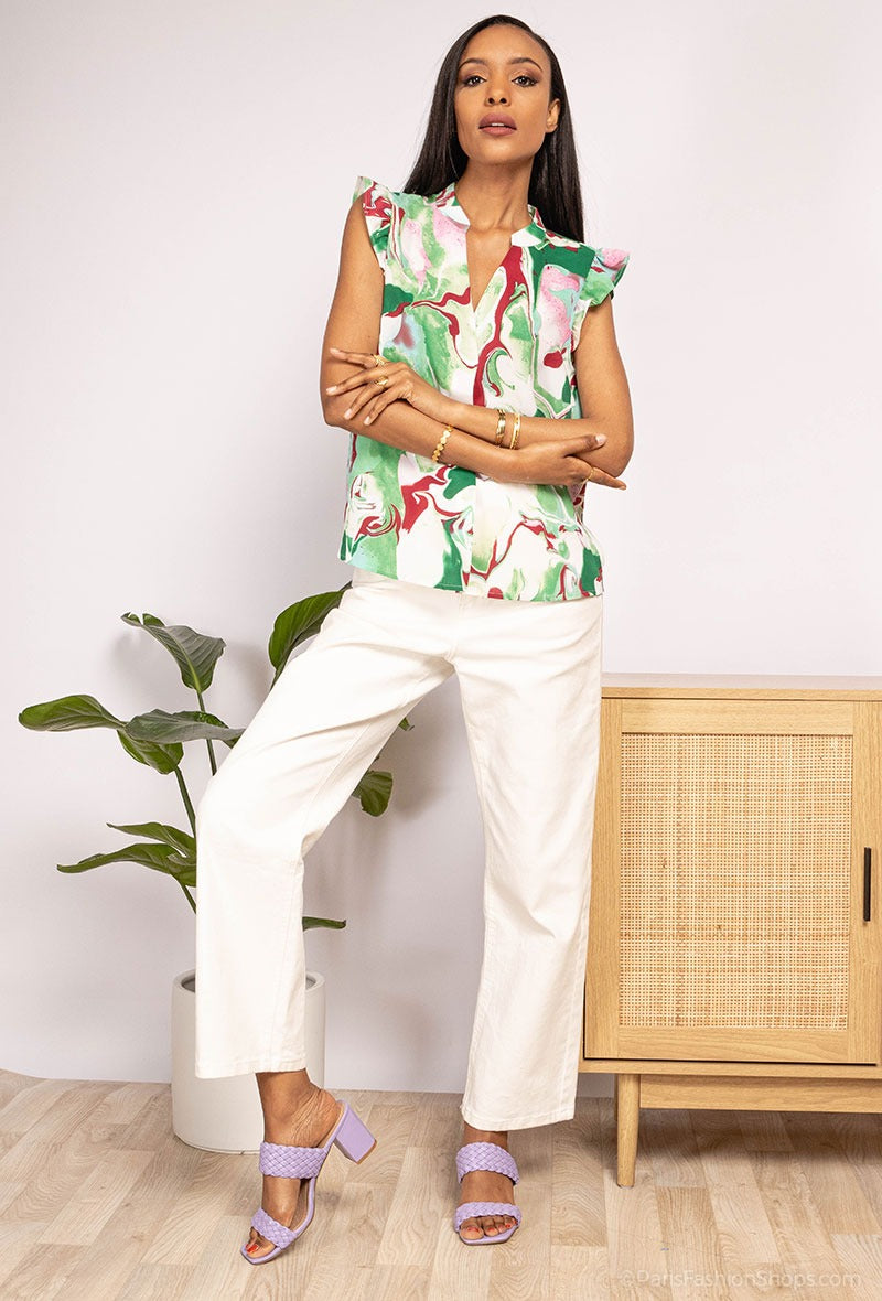 BLOUSE IMPRIMEES SNAS MANCHES vert
