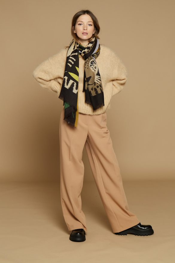 SCARF 100 FOLK BLACK