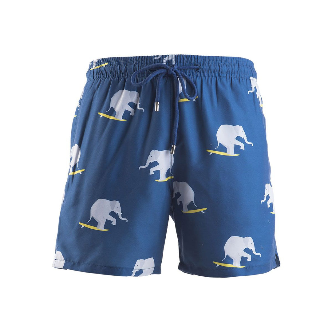 Kids Swim Shorts Surfing Elephants Navy