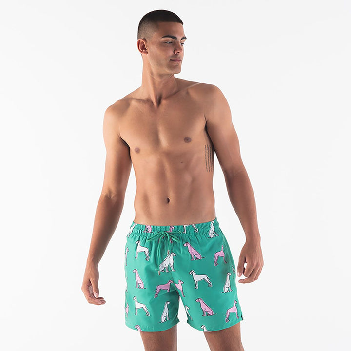 Men Swim Shorts Great Danes Green