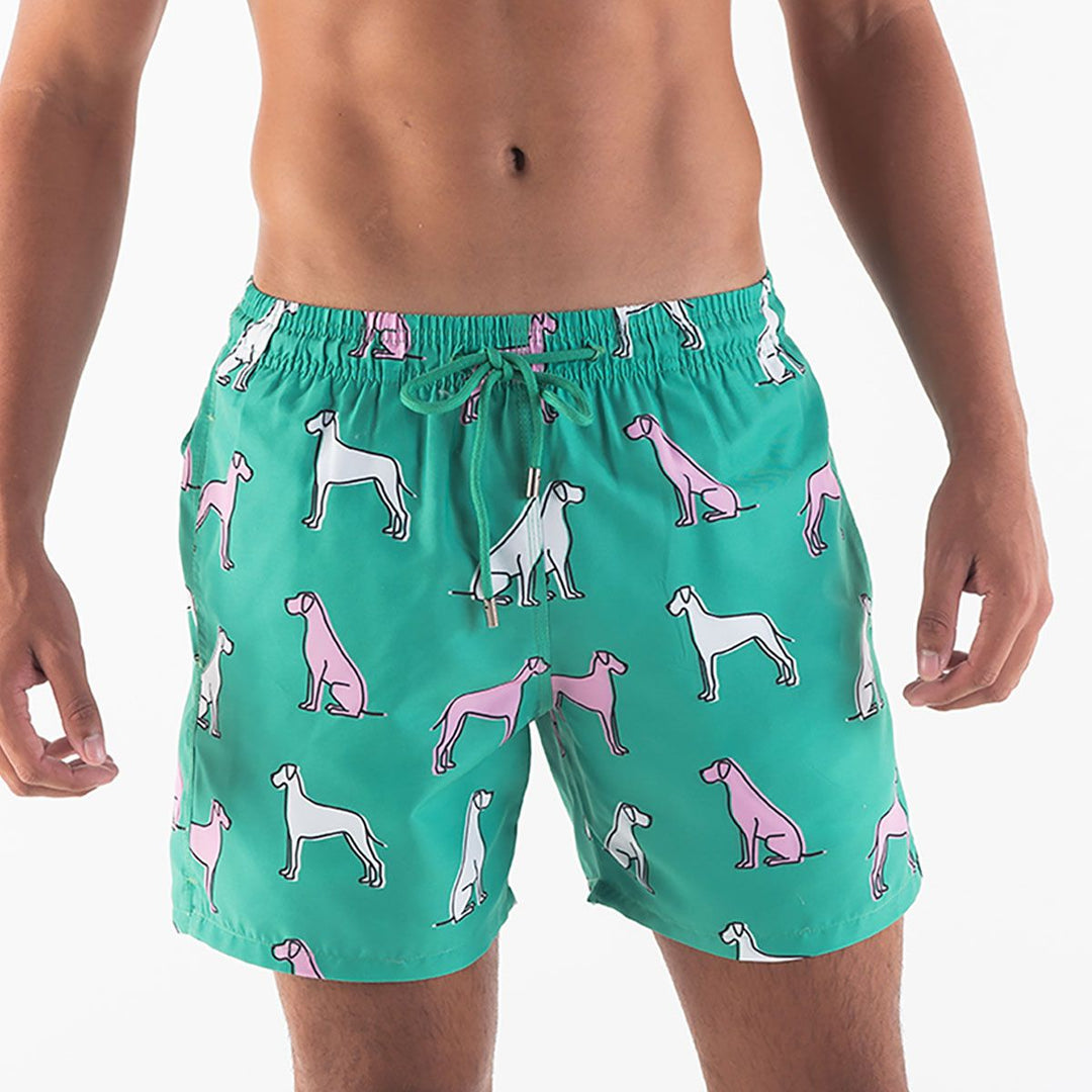 Men Swim Shorts Great Danes Green