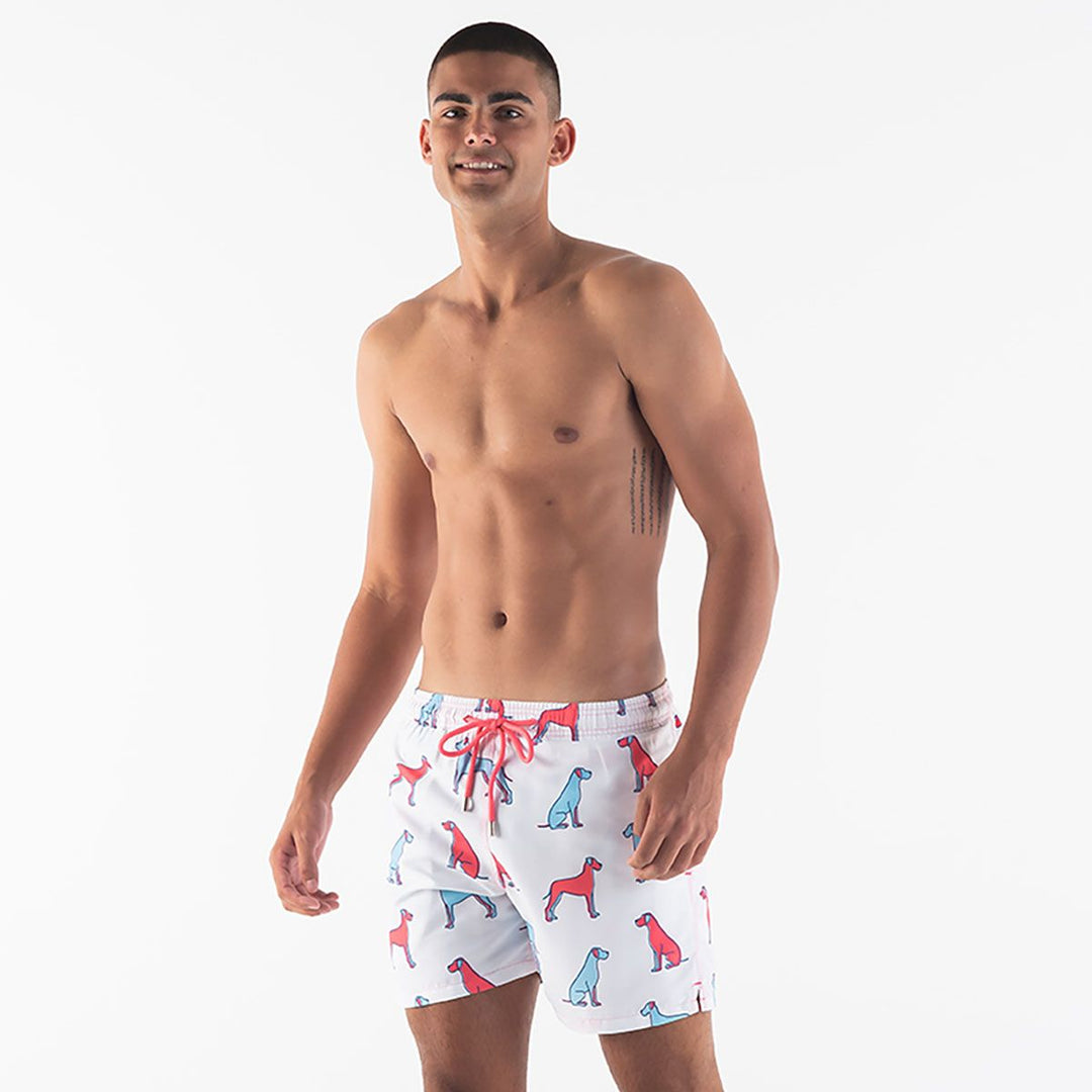 Men Great Danes Swim Shorts White