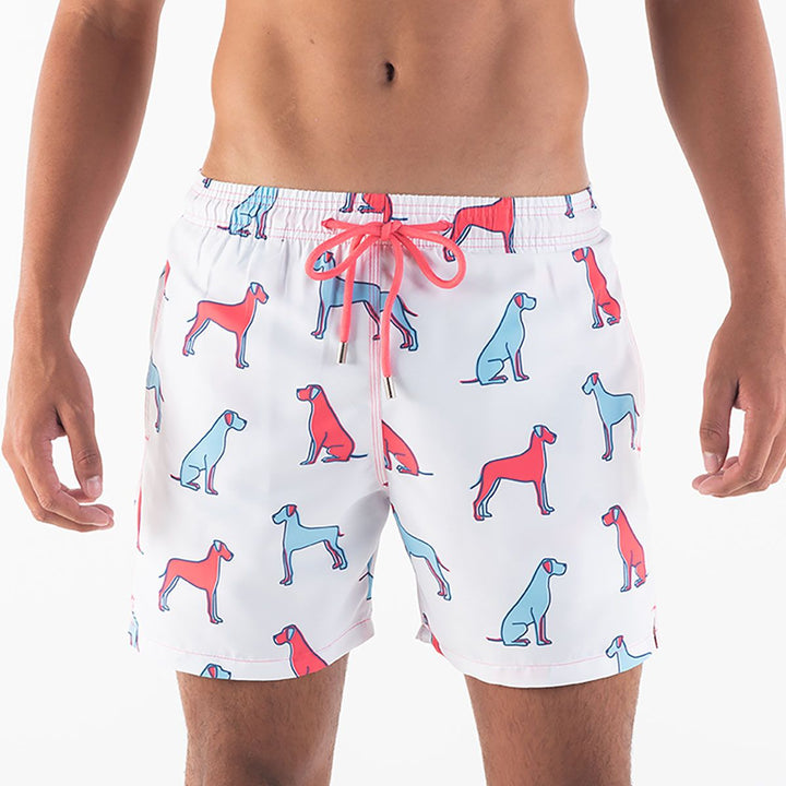 Men Great Danes Swim Shorts White