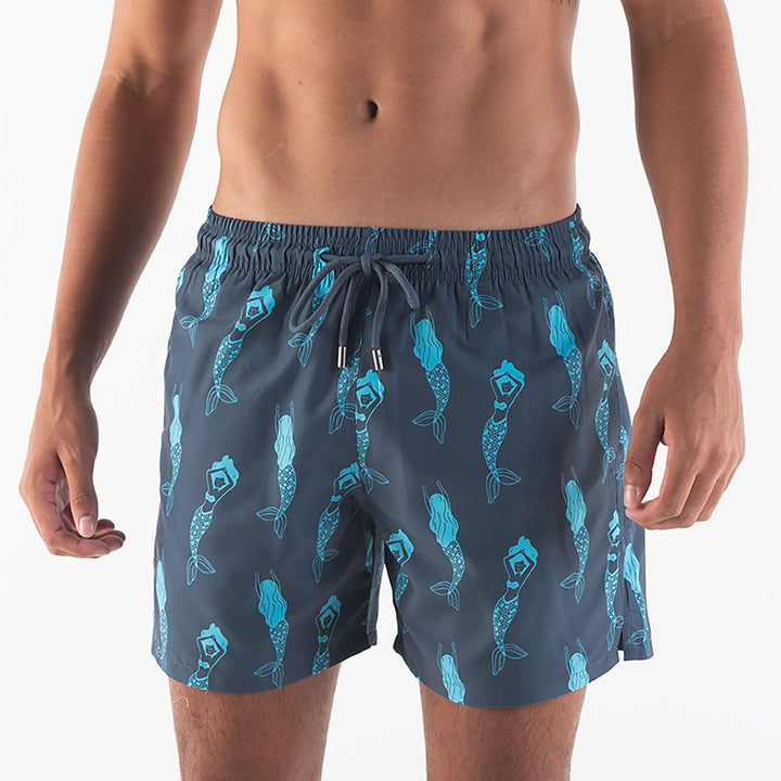 Men Mermaids Swim Shorts Steel