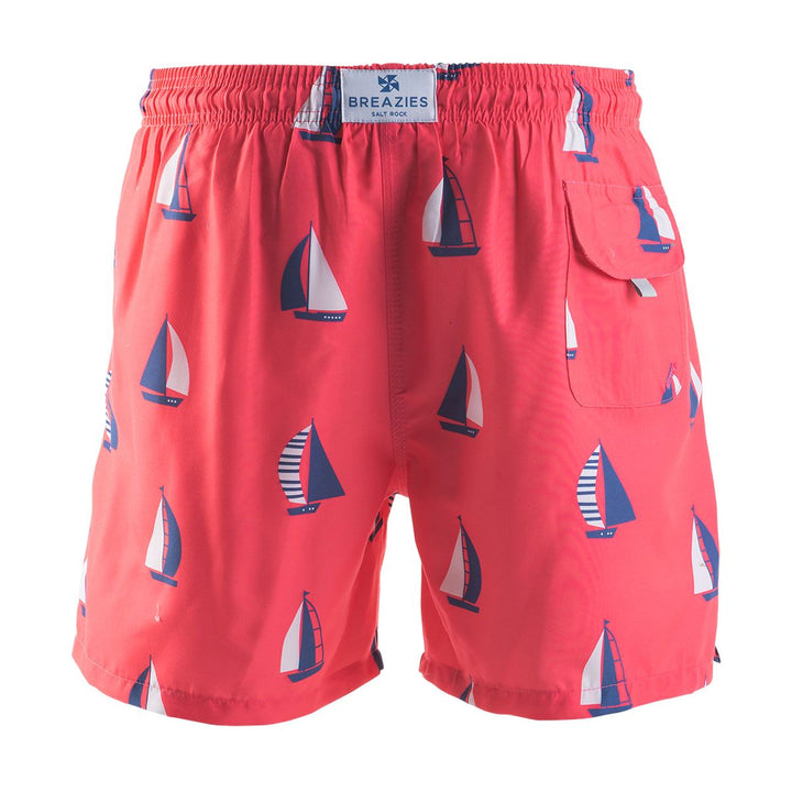 Men Swim Shorts Sail Boats Coral