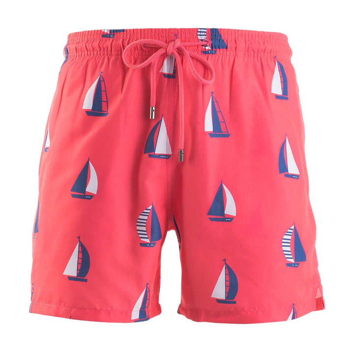 Men Swim Shorts Sail Boats Coral