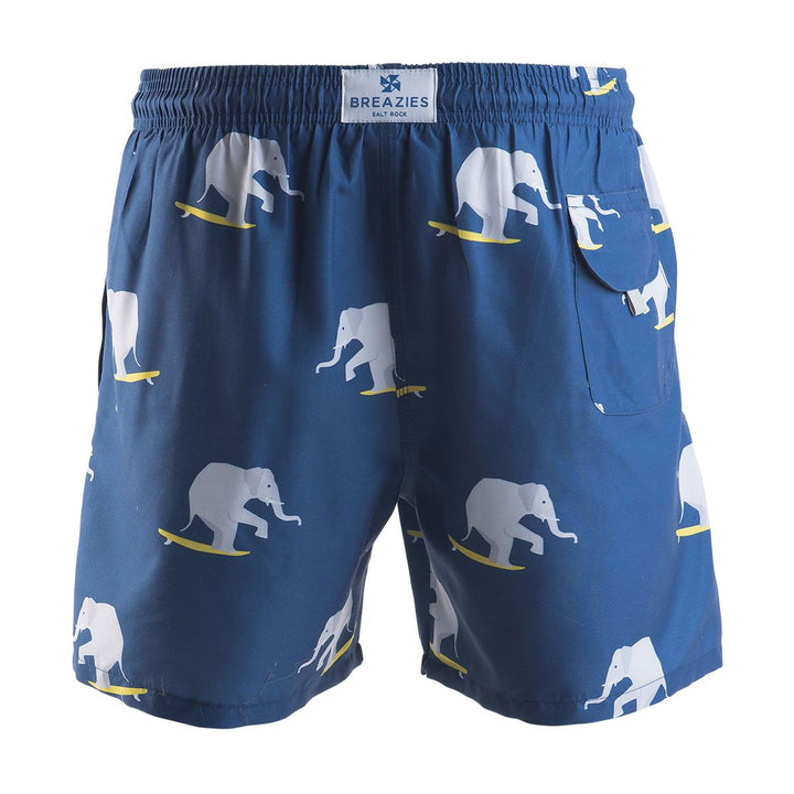 Men Swim Shorts Surfing Elephants Navy