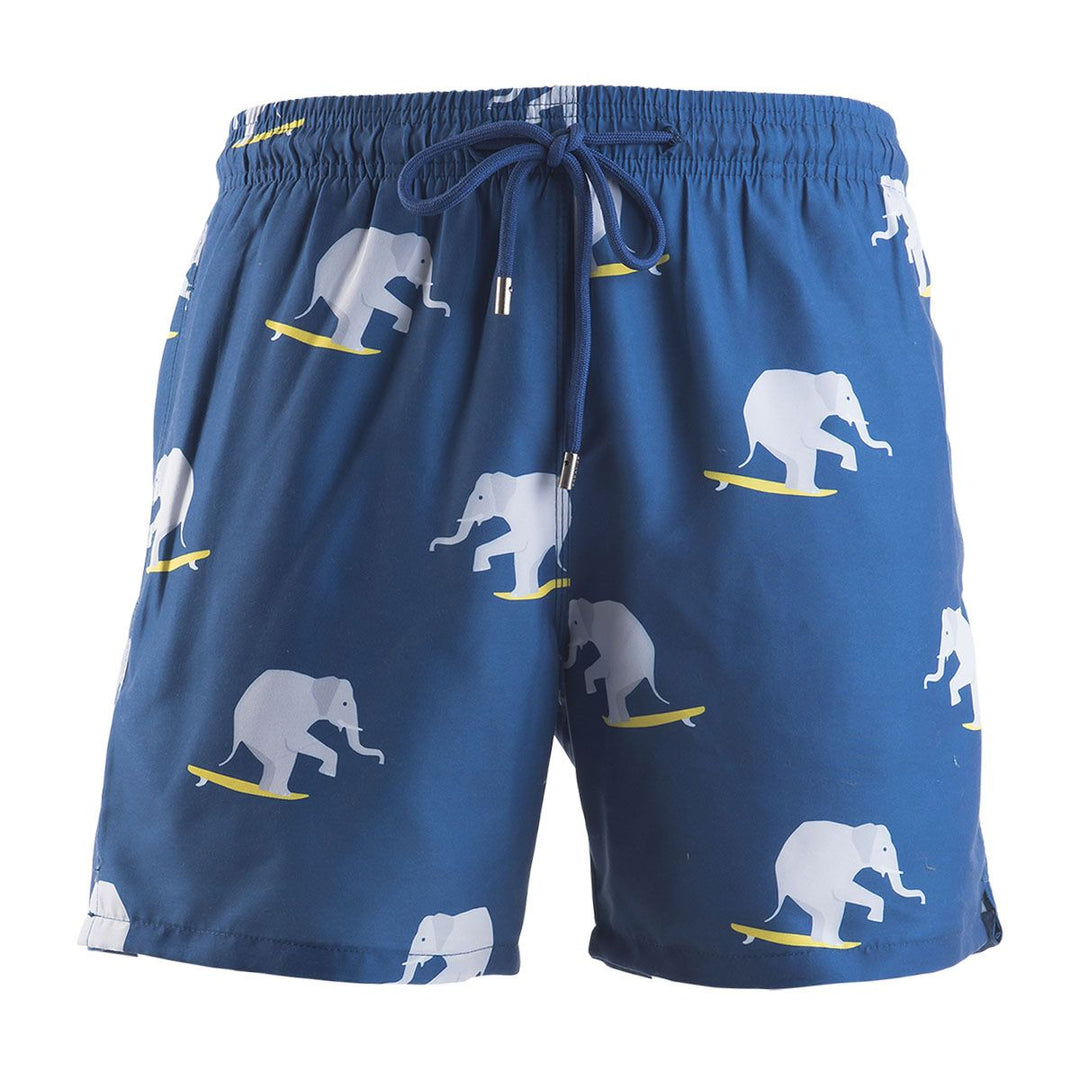 Men Swim Shorts Surfing Elephants Navy
