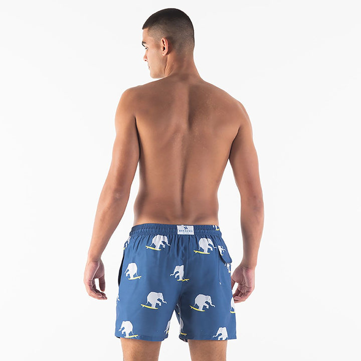Men Swim Shorts Surfing Elephants Navy