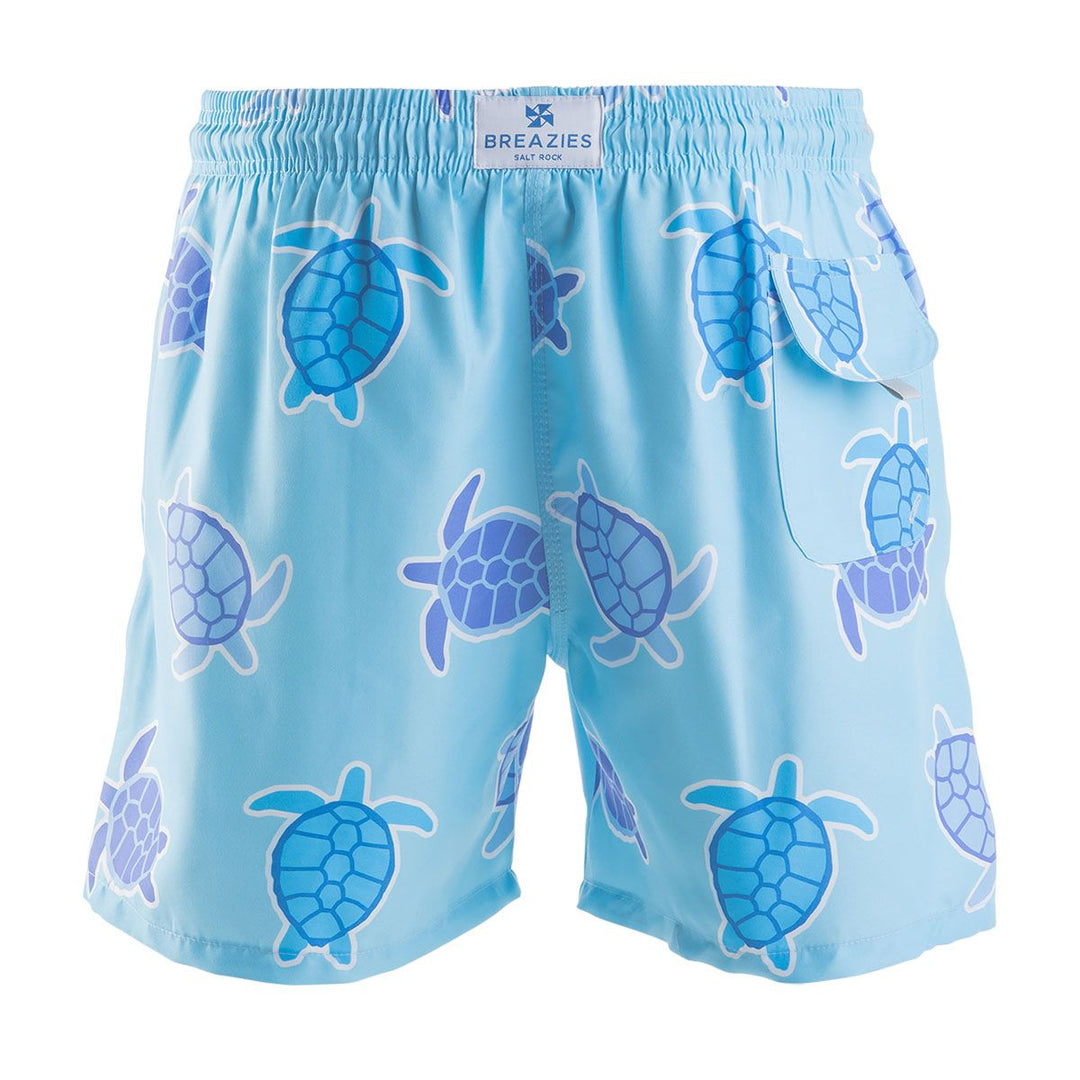 Men Swim Shorts Turtles Baby Blue