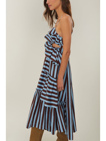 TROPICAL FLIGHT STRIPES MULTICOLOR MIDI DRESS Goyco Limited TROPICAL FLIGHT STRIPES MULTICOLOR MIDI DRESS Goyco Limited