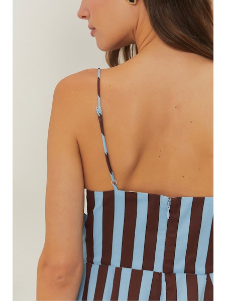 TROPICAL FLIGHT STRIPES MULTICOLOR MIDI DRESS Goyco Limited TROPICAL FLIGHT STRIPES MULTICOLOR MIDI DRESS Goyco Limited
