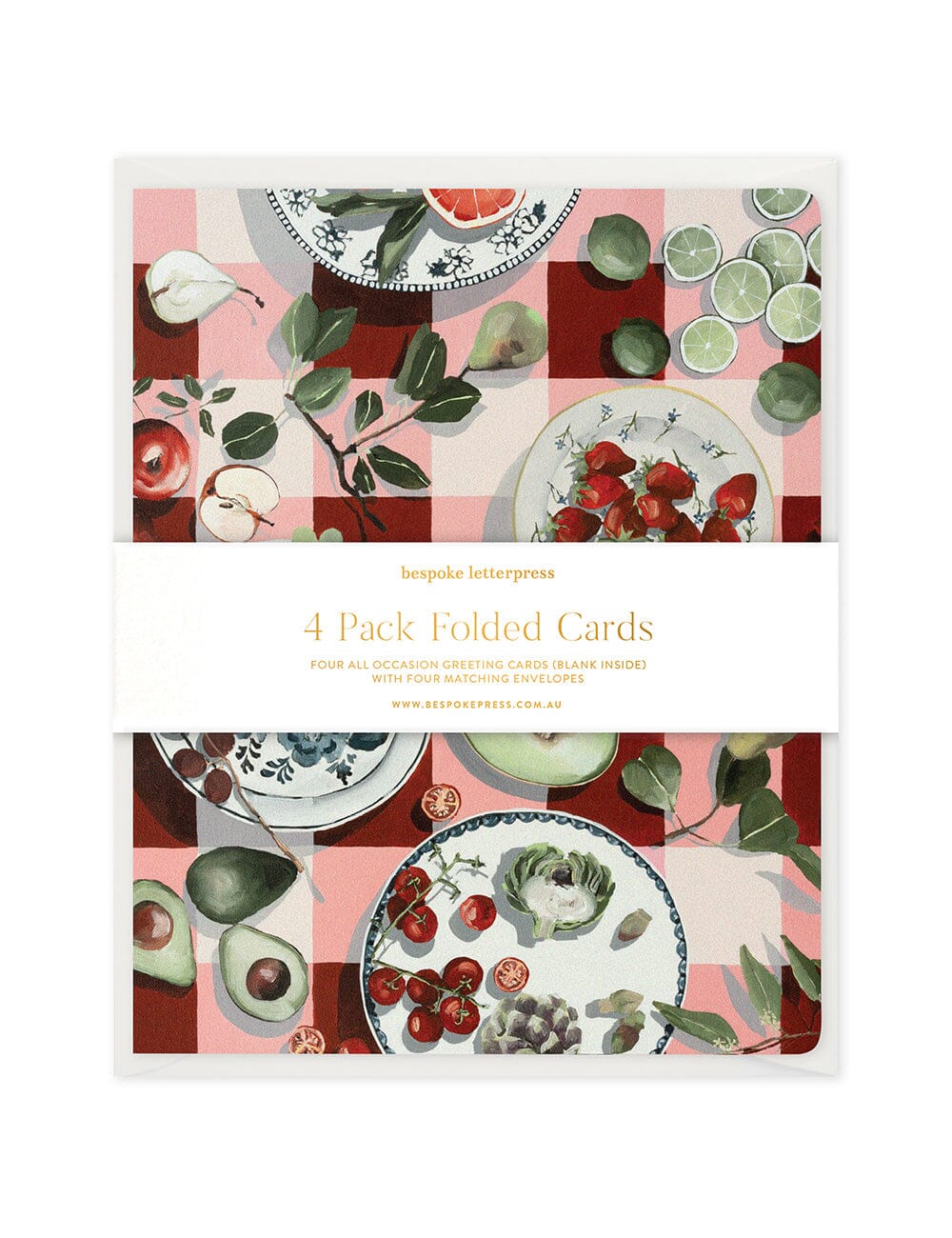 4pk Notecards- Red Gingham by Whitney Spicer