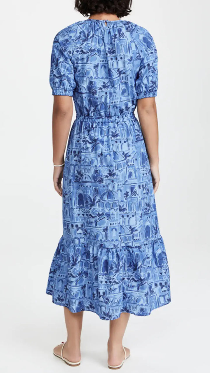 Blue Scenery Rouched Dress 