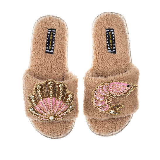 Pink Beaded Shell & Prawn Teddy Slipper | Toffee