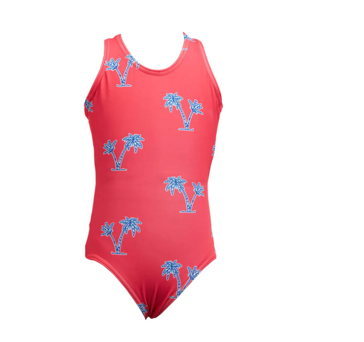 Girls One piece Palms Coral