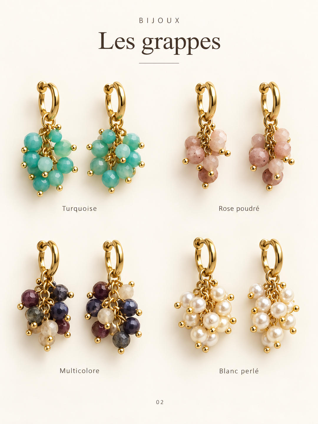 Mila Earrings — coloris regroupés, photo studio