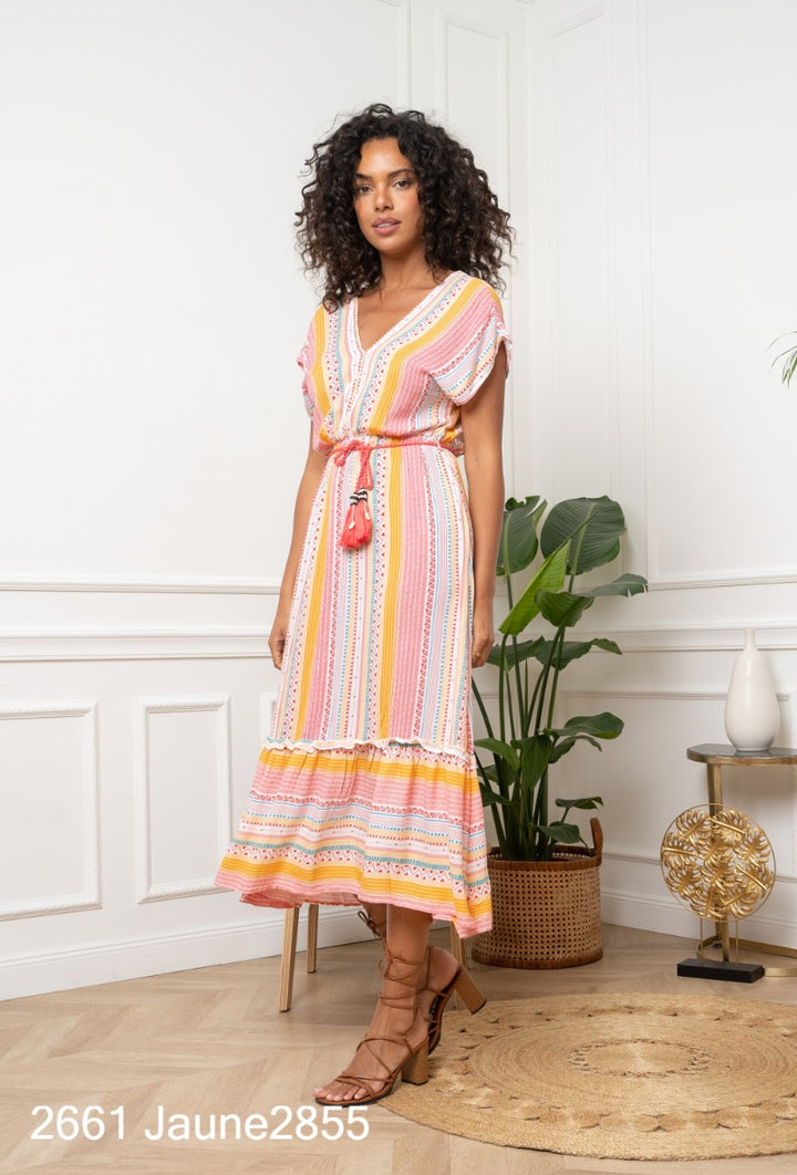 ROBE COL V JAUNE