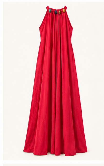 Daylight Beaded Maxi Dress - Red