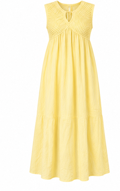 Seabreeze Crochet Maxi Dress - Yellow