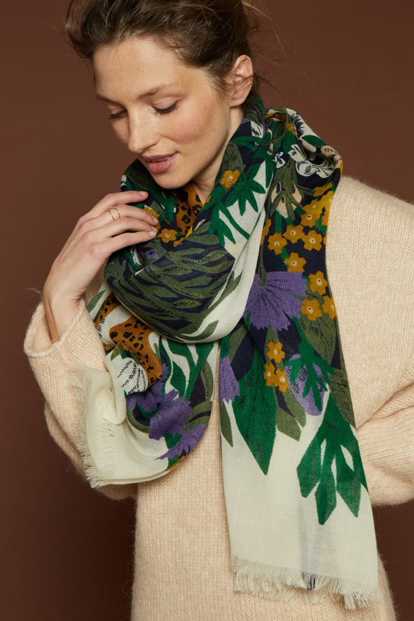 SCARF 100 BLOOM FOREST GREEN