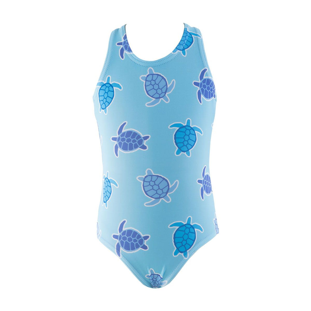 Girls Swimsuit Turtles Baby Blue