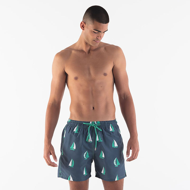 Men Swim Shorts Sail Boats Steel