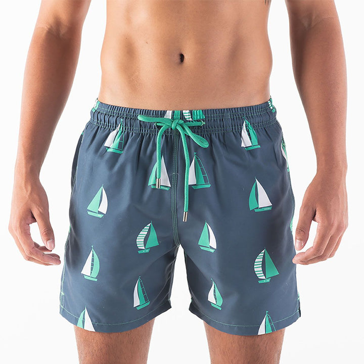 Men Swim Shorts Sail Boats Steel