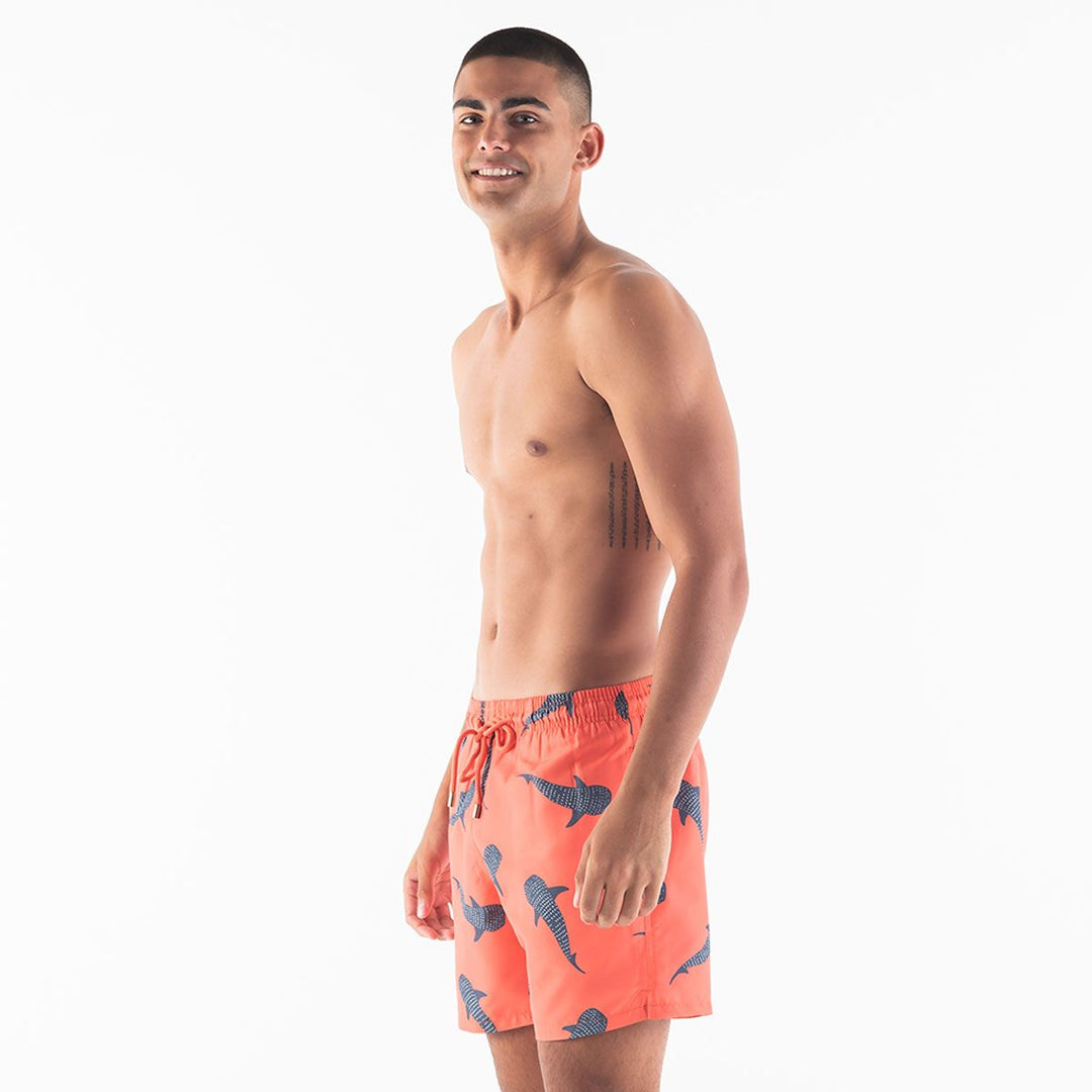 Men Swim Shorts Whale Shark Orange