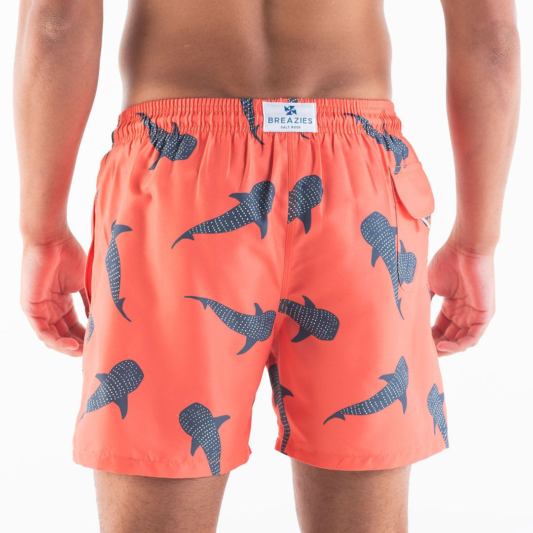 Men Swim Shorts Whale Shark Orange